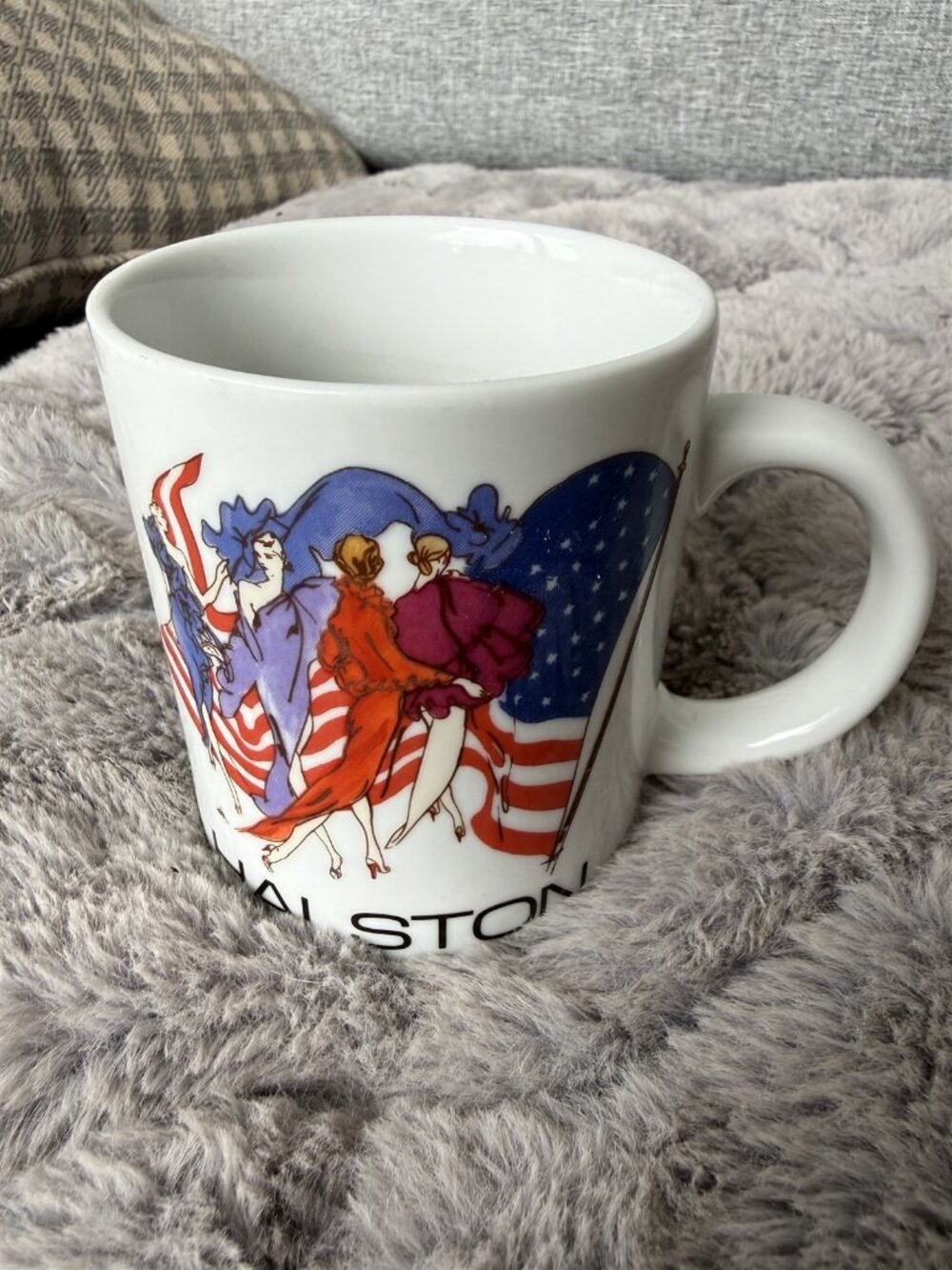 Halston Coffee Mug Fashion Designer American Flag Patriotic